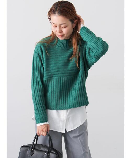 Lugnoncure（ルノンキュール）の「リブ切替ボトルネックニット（ニット/セーター・レディース・イエロー/グリーン/ブルー/グレー/ブラック・F）」の8枚目の写真