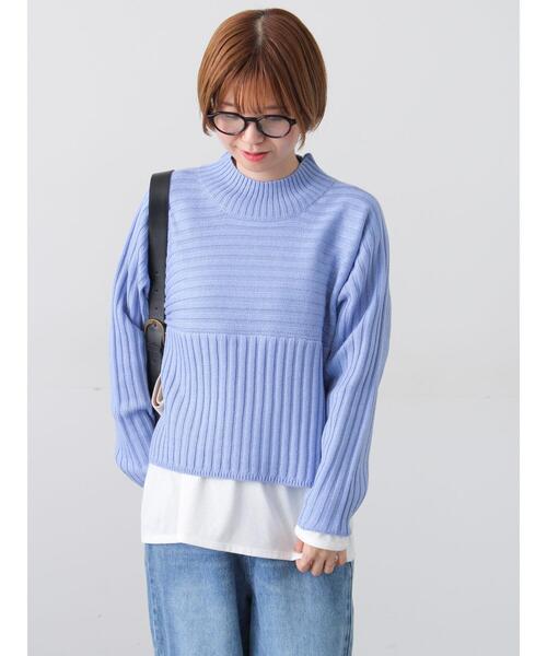 Lugnoncure（ルノンキュール）の「リブ切替ボトルネックニット（ニット/セーター・レディース・イエロー/グリーン/ブルー/グレー/ブラック・F）」の18枚目の写真