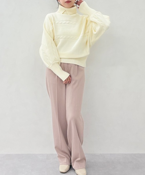 MISCH MASCH(ミッシュマッシュ)の「一部店舗限定 襟付きケーブルショート丈ニットプルオーバー(ニット/セーター・レディース・ホワイト/グレー・フリ-)」の6枚目の写真