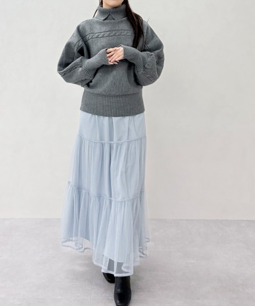 MISCH MASCH(ミッシュマッシュ)の「一部店舗限定 襟付きケーブルショート丈ニットプルオーバー(ニット/セーター・レディース・ホワイト/グレー・フリ-)」の15枚目の写真