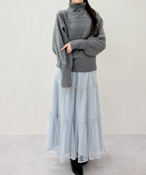 MISCH MASCH(ミッシュマッシュ)の「一部店舗限定 襟付きケーブルショート丈ニットプルオーバー(ニット/セーター・レディース・ホワイト/グレー・フリ-)」の14枚目の写真
