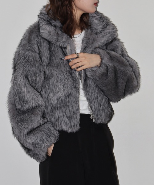 セール】ミックスファーWジップショート丈ブルゾン（その他アウター