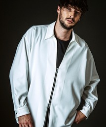 【NO ID.】V-Neck Zip Big Shirt / Vネック ジップ ビッグ シャツ