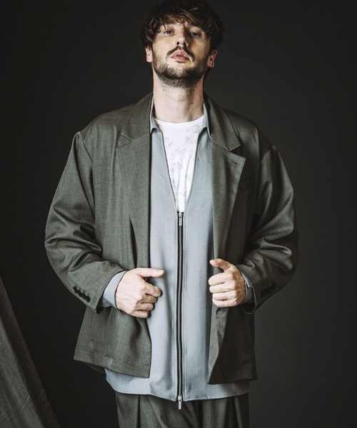 NO ID.(ノーアイディ)の「【NO ID.】V-Neck Zip Big Shirt / Vネック ジップ ビッグ シャツ(シャツ/ブラウス・メンズ・グレー/ホワイト/ブラック・ONE SIZE)」の14枚目の写真