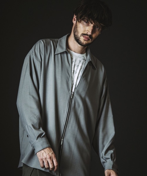 NO ID.(ノーアイディ)の「【NO ID.】V-Neck Zip Big Shirt / Vネック ジップ ビッグ シャツ(シャツ/ブラウス・メンズ・グレー/ホワイト/ブラック・ONE SIZE)」の11枚目の写真
