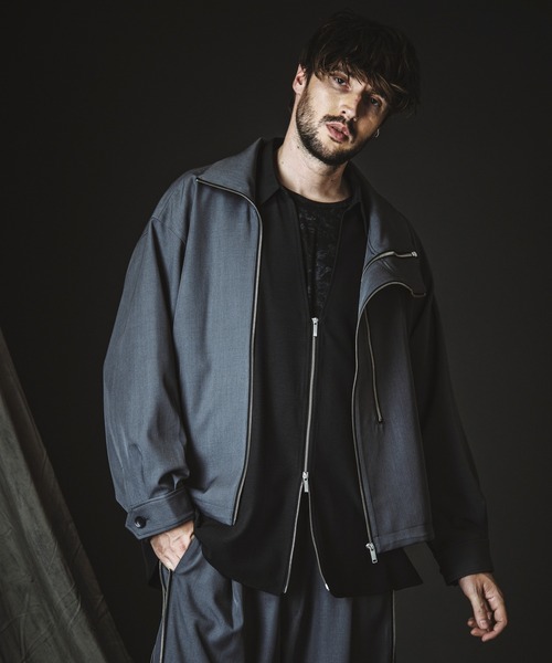 NO ID.(ノーアイディ)の「【NO ID.】V-Neck Zip Big Shirt / Vネック ジップ ビッグ シャツ(シャツ/ブラウス・メンズ・グレー/ホワイト/ブラック・ONE SIZE)」の20枚目の写真