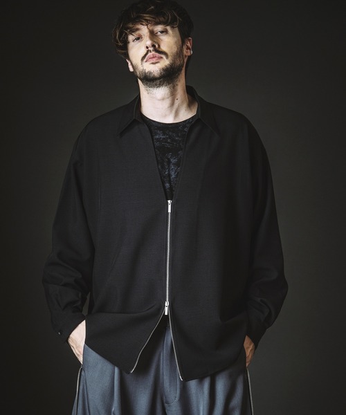 NO ID.(ノーアイディ)の「【NO ID.】V-Neck Zip Big Shirt / Vネック ジップ ビッグ シャツ(シャツ/ブラウス・メンズ・グレー/ホワイト/ブラック・ONE SIZE)」の16枚目の写真