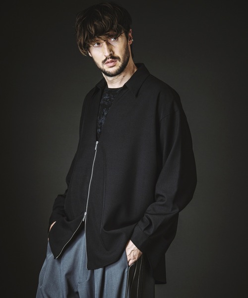 NO ID.(ノーアイディ)の「【NO ID.】V-Neck Zip Big Shirt / Vネック ジップ ビッグ シャツ(シャツ/ブラウス・メンズ・グレー/ホワイト/ブラック・ONE SIZE)」の17枚目の写真