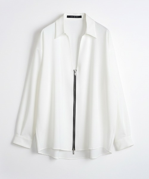 NO ID.(ノーアイディ)の「【NO ID.】V-Neck Zip Big Shirt / Vネック ジップ ビッグ シャツ(シャツ/ブラウス・メンズ・グレー/ホワイト/ブラック・ONE SIZE)」の22枚目の写真