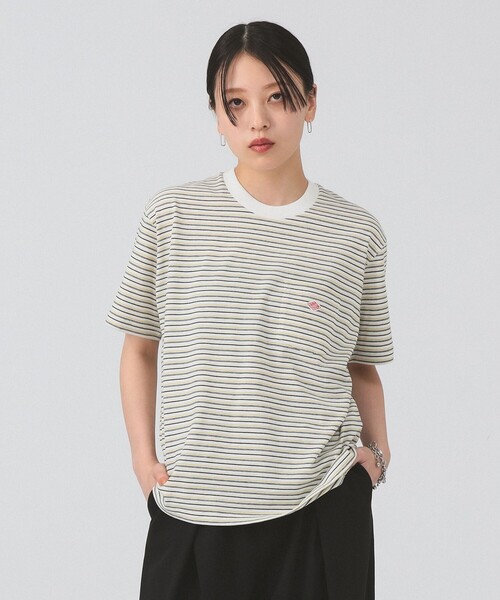 DANTON / ストライプ ポケット Tシャツ 26SS 洗濯可 ロゴ ボーダー