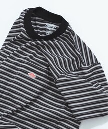 DANTON / ストライプ ポケット Tシャツ    26SS 洗濯可 ロゴ ボーダー ドロップショルダー リラックス メンズライク ダントン レジャー