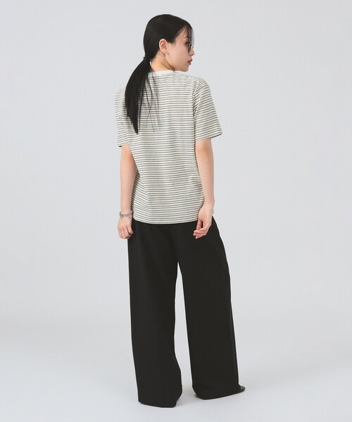 Ray BEAMS（レイビームス）の「DANTON / ストライプ ポケット Tシャツ    26SS 洗濯可 ロゴ ボーダー ドロップショルダー リラックス メンズライク ダントン レジャー（Tシャツ/カットソー・レディース・チャコールグレー/ブラウン/ホワイト・MEDIUM/SMALL）」の6枚目の写真