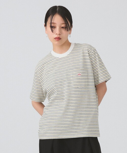 Ray BEAMS（レイビームス）の「DANTON / ストライプ ポケット Tシャツ    26SS 洗濯可 ロゴ ボーダー ドロップショルダー リラックス メンズライク ダントン レジャー（Tシャツ/カットソー・レディース・チャコールグレー/ブラウン/ホワイト・MEDIUM/SMALL）」の7枚目の写真