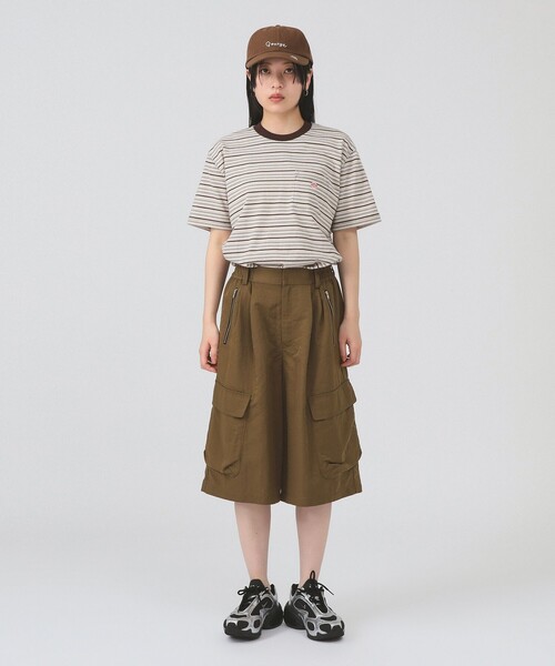 Ray BEAMS（レイビームス）の「DANTON / ストライプ ポケット Tシャツ    26SS 洗濯可 ロゴ ボーダー ドロップショルダー リラックス メンズライク ダントン レジャー（Tシャツ/カットソー・レディース・チャコールグレー/ブラウン/ホワイト・MEDIUM/SMALL）」の9枚目の写真