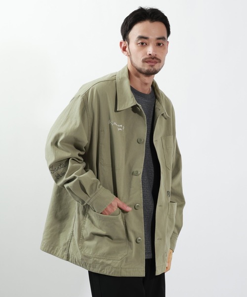 BAYFLOW(ベイフロー)の「レタリングカバーオール(カバーオール・メンズ・オフホワイト/カーキ・MEDIUM/LARGE)」の1枚目の写真