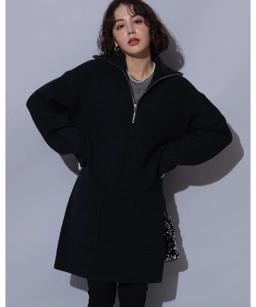 ハーフジップミニニットワンピース（ワンピース）｜Arpege story