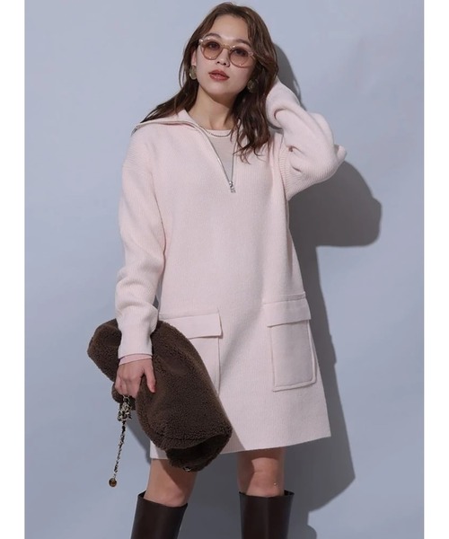 ハーフジップミニニットワンピース（ワンピース）｜Arpege story