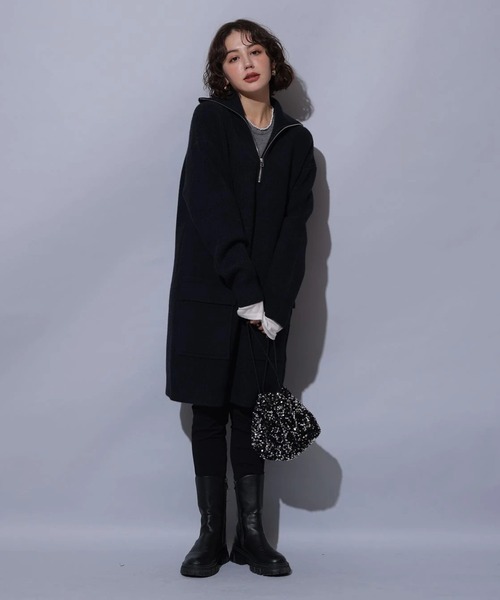 ハーフジップミニニットワンピース（ワンピース）｜Arpege story