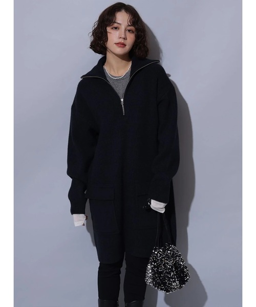 ハーフジップミニニットワンピース（ワンピース）｜Arpege story