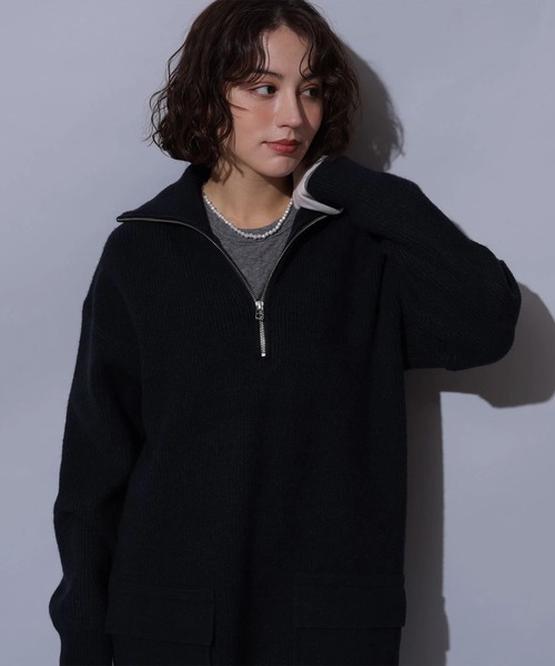 ハーフジップミニニットワンピース（ワンピース）｜Arpege story