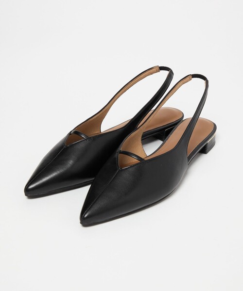 green label relaxing（グリーンレーベルリラクシング）の「ポインテッド Vカットバー スリングバックシューズ / サンダル / パンプス（その他シューズ・レディース・オフホワイト/ブラック/ダークブラウン・L/M/S）」の4枚目の写真