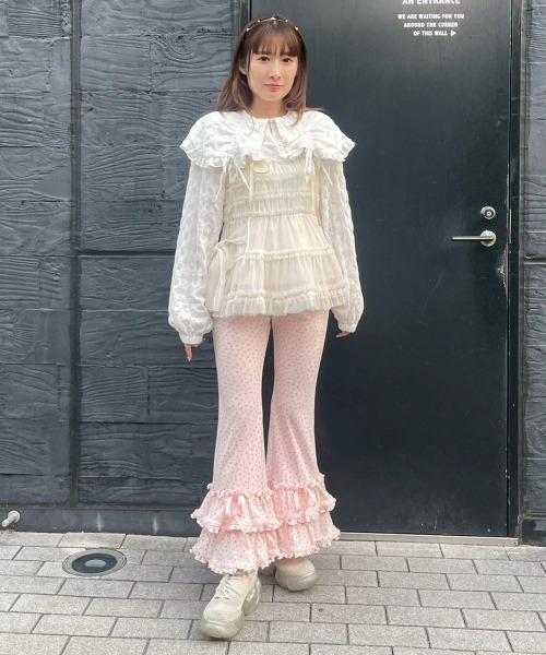 Candy Stripper(キャンディストリッパー)の「TULLE FRILL SHIRRING ビスチェ(その他トップス・レディース・ライトグレー/ブラック/アイボリー・FREE)」の4枚目の写真