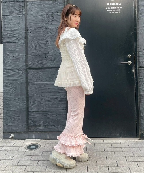 Candy Stripper(キャンディストリッパー)の「TULLE FRILL SHIRRING ビスチェ(その他トップス・レディース・ライトグレー/ブラック/アイボリー・FREE)」の6枚目の写真