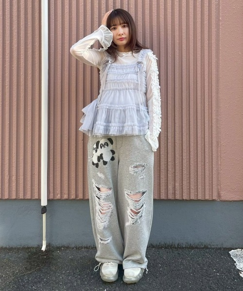 Candy Stripper(キャンディストリッパー)の「TULLE FRILL SHIRRING ビスチェ(その他トップス・レディース・ライトグレー/ブラック/アイボリー・FREE)」の7枚目の写真