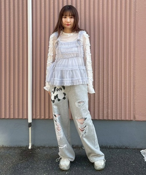 Candy Stripper(キャンディストリッパー)の「TULLE FRILL SHIRRING ビスチェ(その他トップス・レディース・ライトグレー/ブラック/アイボリー・FREE)」の8枚目の写真