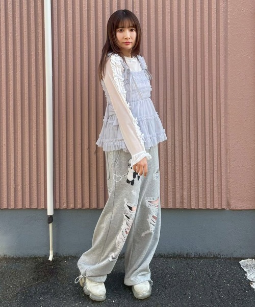 Candy Stripper(キャンディストリッパー)の「TULLE FRILL SHIRRING ビスチェ(その他トップス・レディース・ライトグレー/ブラック/アイボリー・FREE)」の9枚目の写真