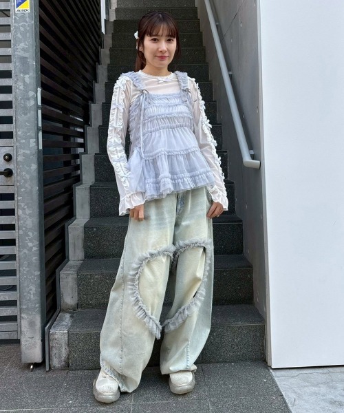 Candy Stripper(キャンディストリッパー)の「TULLE FRILL SHIRRING ビスチェ(その他トップス・レディース・ライトグレー/ブラック/アイボリー・FREE)」の14枚目の写真