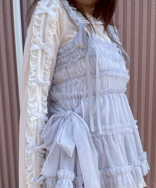 Candy Stripper(キャンディストリッパー)の「TULLE FRILL SHIRRING ビスチェ(その他トップス・レディース・ライトグレー/ブラック/アイボリー・FREE)」の11枚目の写真