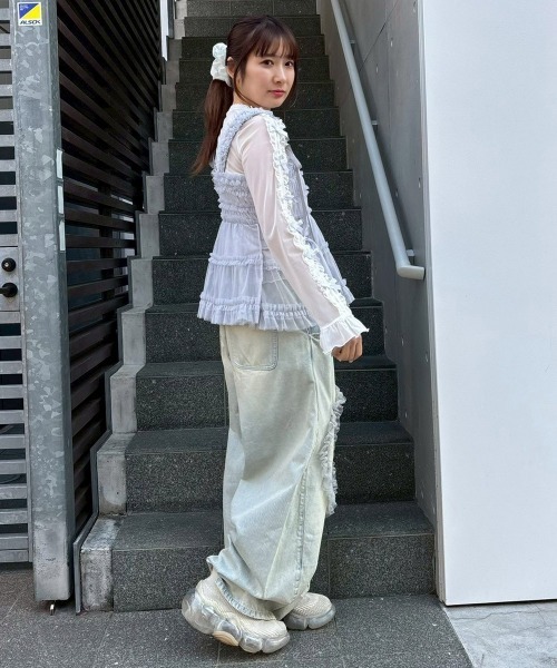 Candy Stripper(キャンディストリッパー)の「TULLE FRILL SHIRRING ビスチェ(その他トップス・レディース・ライトグレー/ブラック/アイボリー・FREE)」の16枚目の写真
