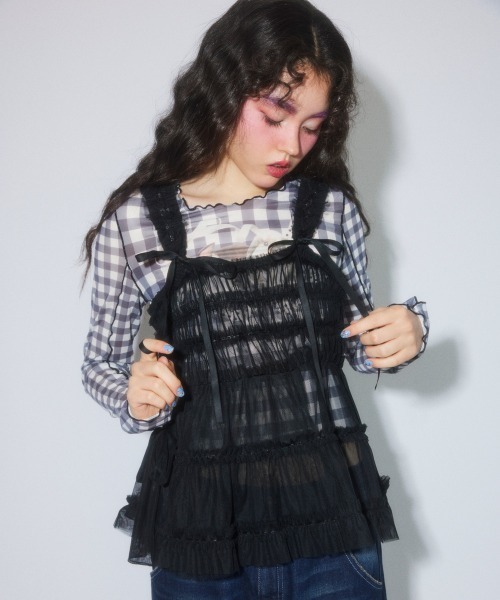 Candy Stripper(キャンディストリッパー)の「TULLE FRILL SHIRRING ビスチェ(その他トップス・レディース・ライトグレー/ブラック/アイボリー・FREE)」の19枚目の写真