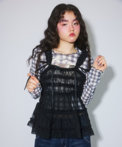 Candy Stripper(キャンディストリッパー)の「TULLE FRILL SHIRRING ビスチェ(その他トップス・レディース・ライトグレー/ブラック/アイボリー・FREE)」の20枚目の写真