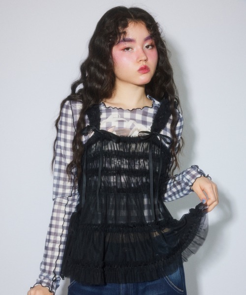 Candy Stripper(キャンディストリッパー)の「TULLE FRILL SHIRRING ビスチェ(その他トップス・レディース・ライトグレー/ブラック/アイボリー・FREE)」の21枚目の写真