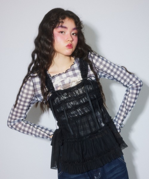 Candy Stripper(キャンディストリッパー)の「TULLE FRILL SHIRRING ビスチェ(その他トップス・レディース・ライトグレー/ブラック/アイボリー・FREE)」の22枚目の写真