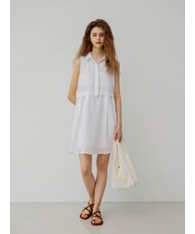 WHITE FLOR COLLAR NECK MINI DRESS