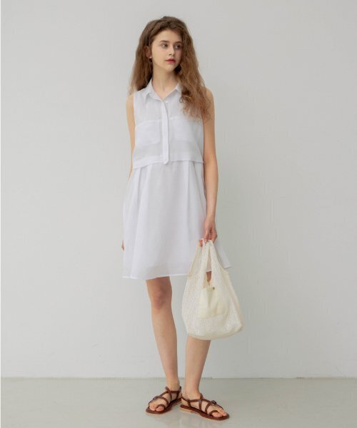 WHITE FLOR COLLAR NECK MINI DRESS（ワンピース）｜LESEIZEME