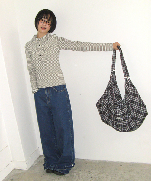 バッグ RONRON HEART ZIP POCKET 2WAY DUFFLE BAG HEART ZIP POCKET 2WAY DUFFLE BAG BLACK（ボストンバッグ）｜RONRON