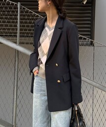 fredy emue | 【3サイズ展開/オンオフ使える】ダブルブレストジャケット(テーラードジャケット)