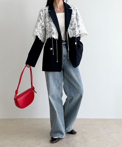 fredy emue（フレディエミュ）の「【3サイズ展開/オンオフ使える】ダブルブレストジャケット（テーラードジャケット・レディース・ネイビー/ベージュ・34/38/36）」の15枚目の写真