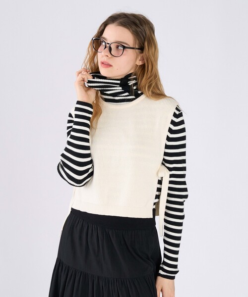 To b. by agnes b.(トゥービーバイアニエスベー)の「コットン サイドリボン ベスト(ベスト・レディース・ホワイト・FREE)」の6枚目の写真