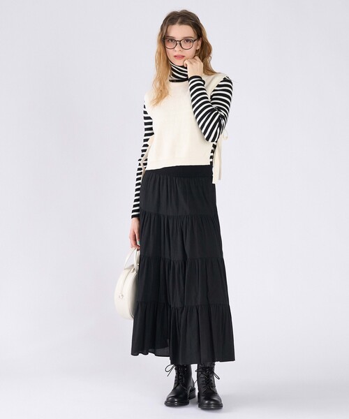 To b. by agnes b.(トゥービーバイアニエスベー)の「コットン サイドリボン ベスト(ベスト・レディース・ホワイト・FREE)」の3枚目の写真