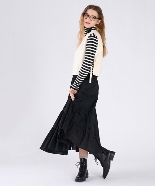 To b. by agnes b.(トゥービーバイアニエスベー)の「コットン サイドリボン ベスト(ベスト・レディース・ホワイト・FREE)」の4枚目の写真