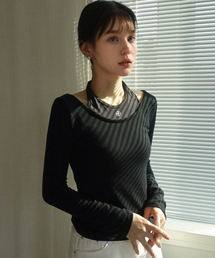 PREMIERE AMOUR（プルミエラムール）の「エンブレムホルターネックレイヤードTシャツ - ブラック（Tシャツ/カットソー）」