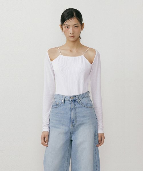 LUCIR ZU(ルシールズ)の「Strap Hole Sleeve (white)(Tシャツ/カットソー・レディース・その他・FREE)」の2枚目の写真