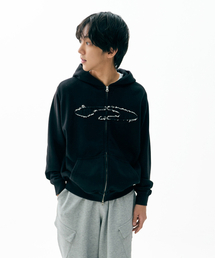 FDR（エフディーアール）の「Disk Logo Denim Applique Zip-Up Black（パーカー）」