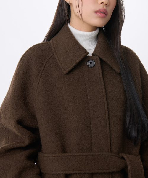 MUSINSA STANDARD WOMAN（ムシンサスタンダードウーマン）の「ウィメンズウールブレンドブークレバルマカンローブコート[ブラウン]（チェスターコート・レディース・その他・LARGE/MEDIUM/SMALL/X-SMALL）」の6枚目の写真