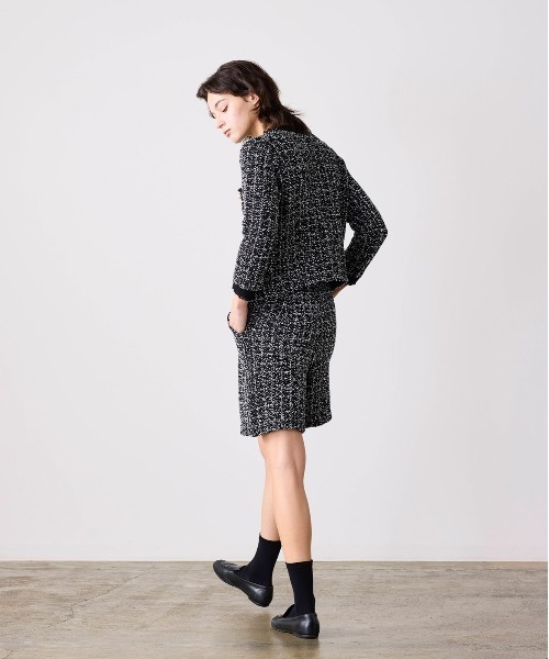 Marilyn Moon(マリリンムーン)の「tweed knit fringe jacket(ノーカラージャケット・レディース・ホワイト/ブラック・FREE)」の6枚目の写真